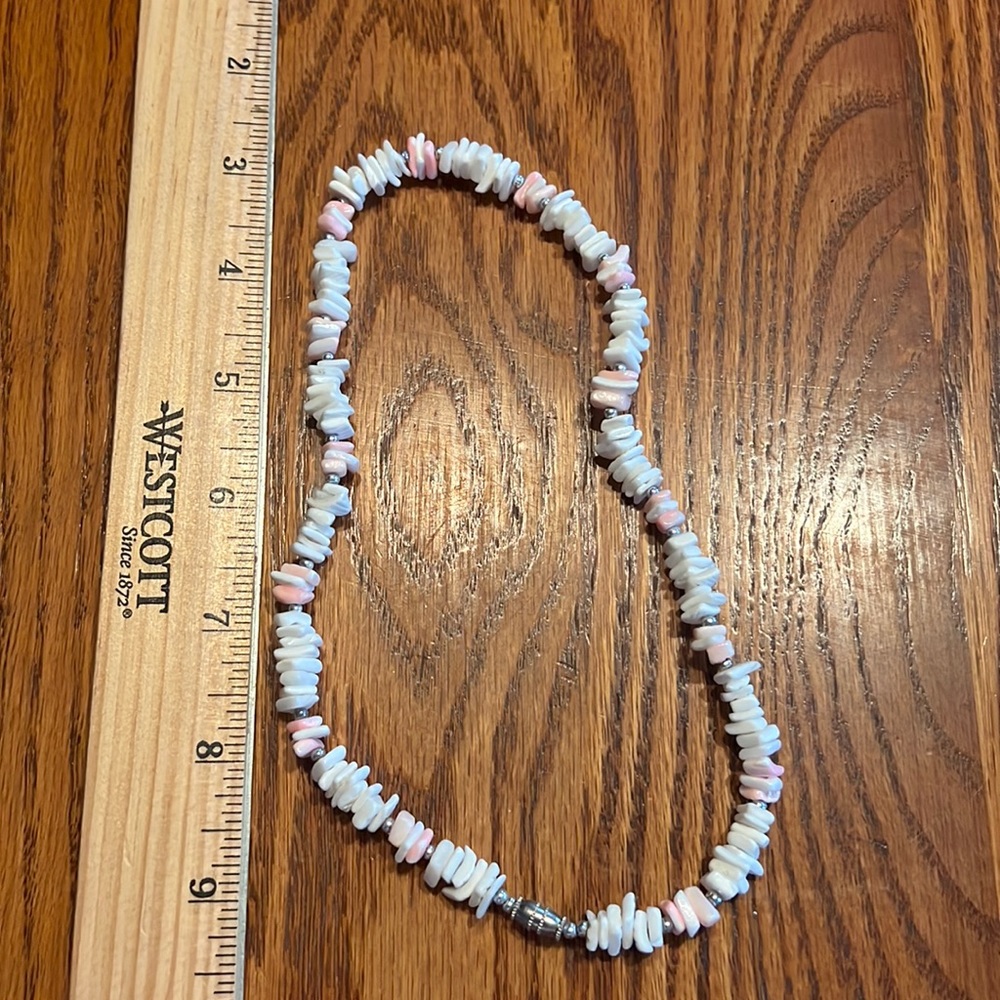 Pink and white shell necklace